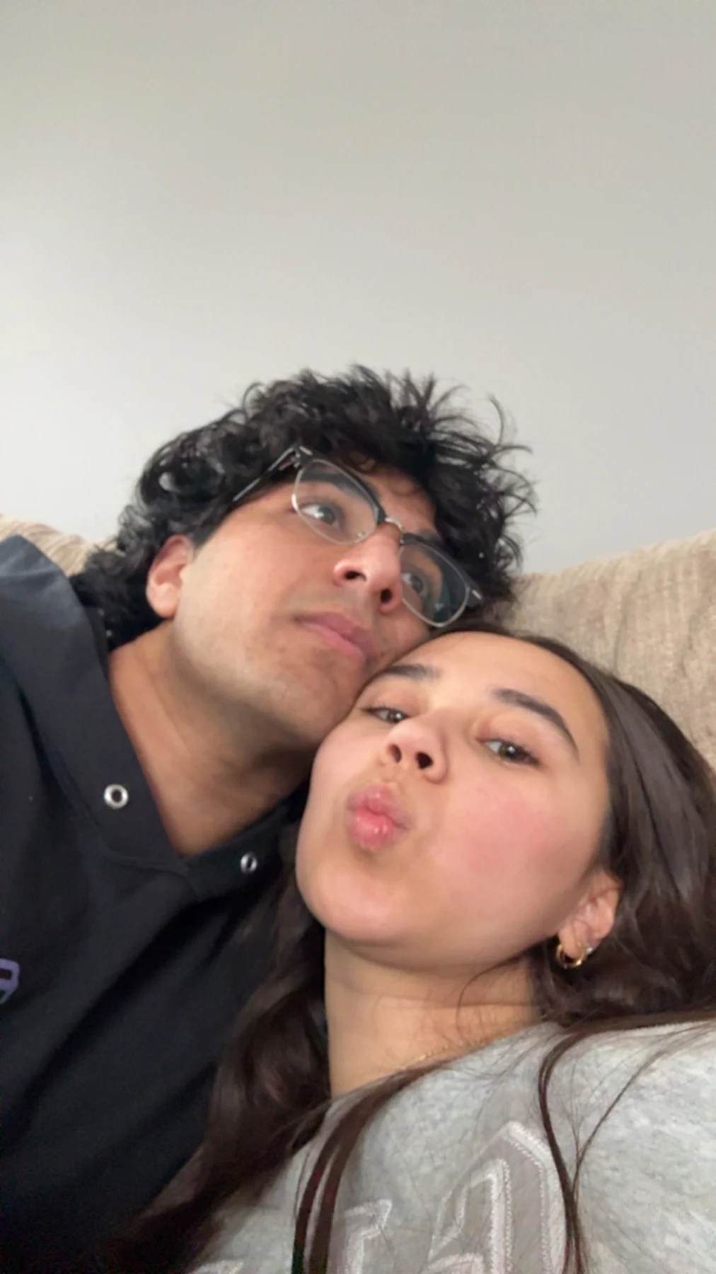 A cozy, playful selfie of the two of us
